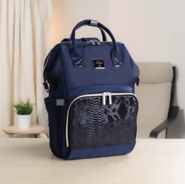 Lequeen diaper bag - Navy/leather