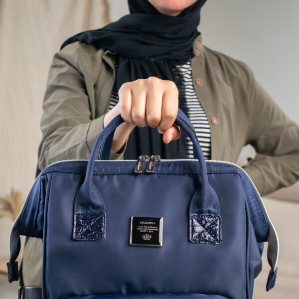 Lequeen diaper bag - Navy/leather - Image 7