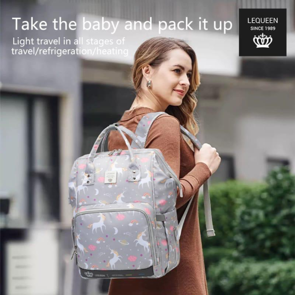 Lequeen diaper bag 7th edition diamond - gray unicorn - Image 9