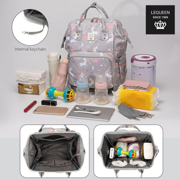 Lequeen diaper bag 7th edition diamond - gray unicorn - Image 2