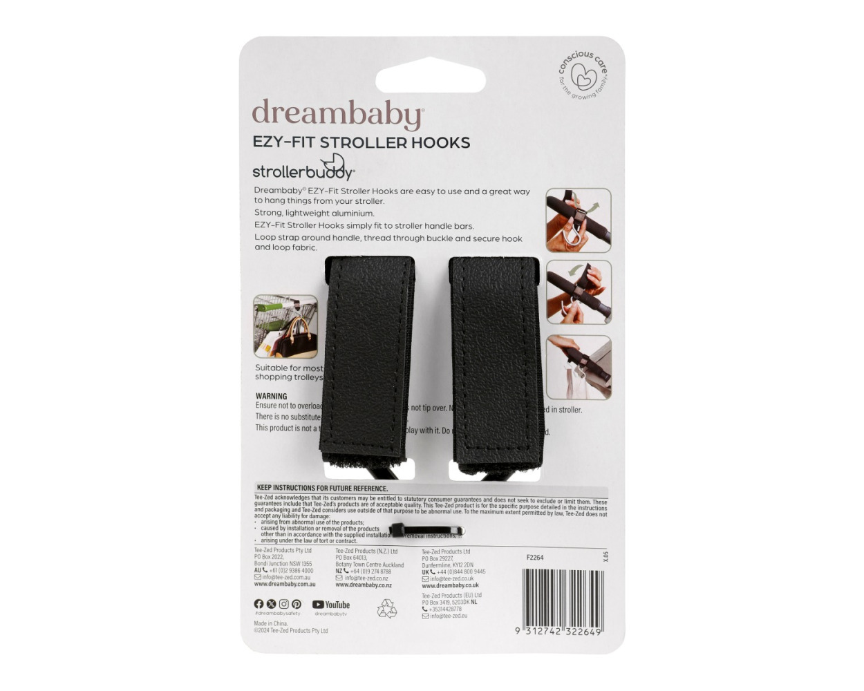 Dream-Baby-Stroller-buddy-EZY-Fit-Stroller-Hooks-2-pack-Black2