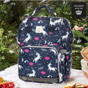 Lequeen diaper bag set 7th edition diamond - navy unicorn