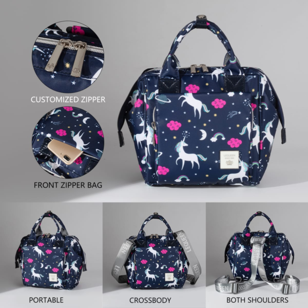 Lequeen diaper bag set 7th edition diamond - navy unicorn - Image 3