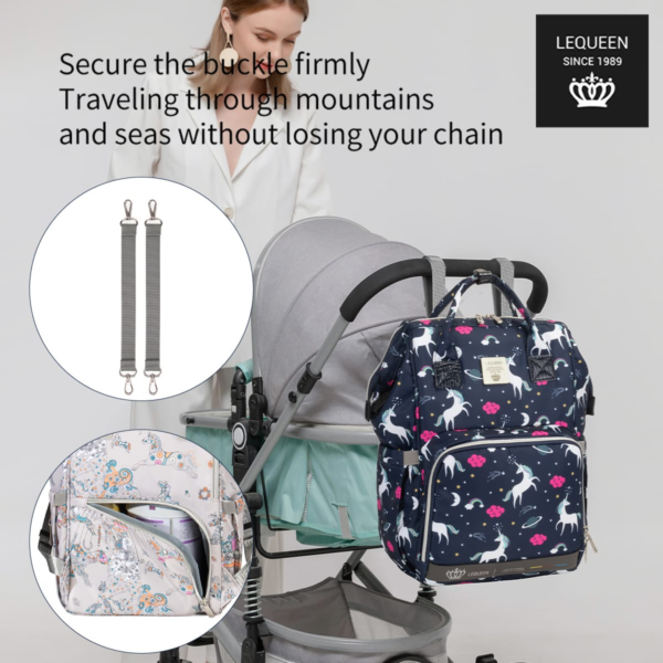 Lequeen diaper bag set 7th edition diamond - navy unicorn - Image 4