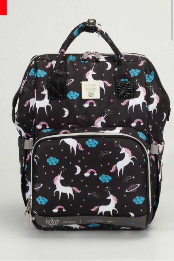 Lequeen diaper bag -7th Edition black unicorn