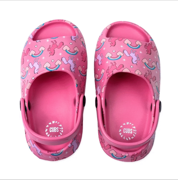 Open Toe Pink Unicorn & Rainbows