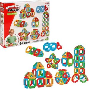 Dede Geometric Puzzle 64-Pieces Set, Multicolor