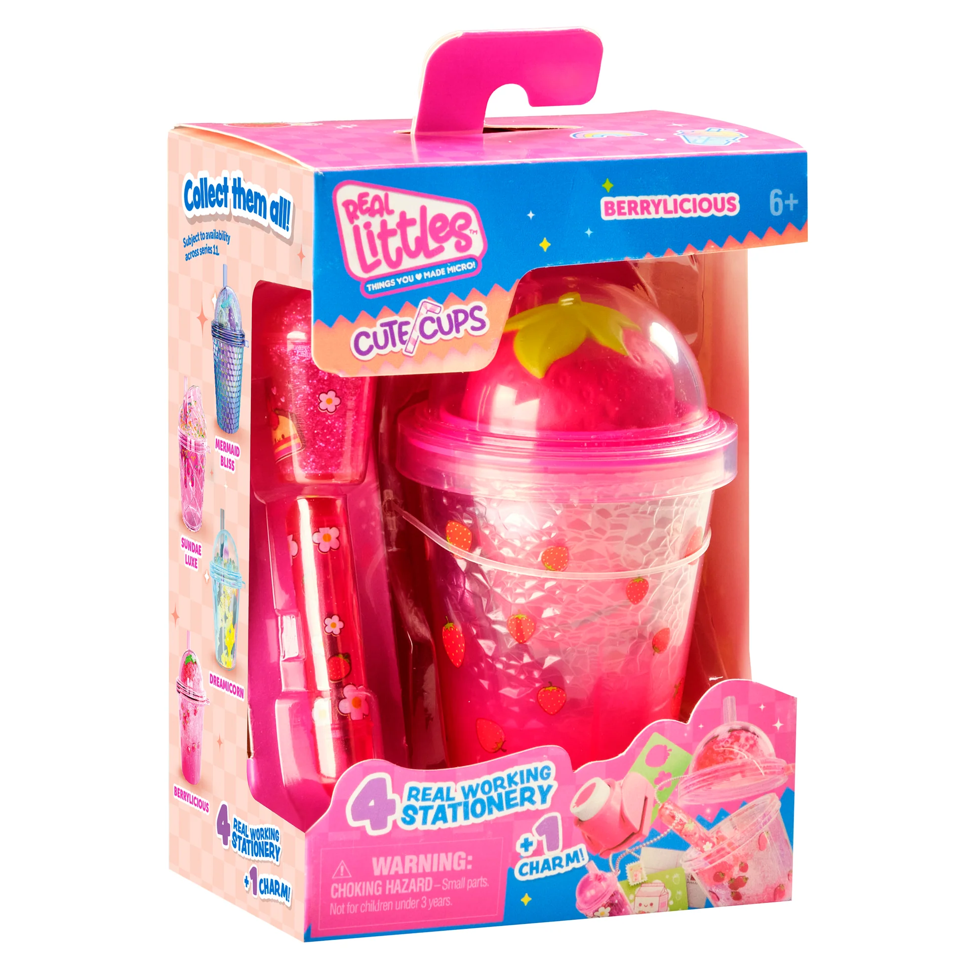 REAL LITTLES - CUTE CUPS - 8 PCS CDU - 2 STRAWBERRY Generic mini stationary items