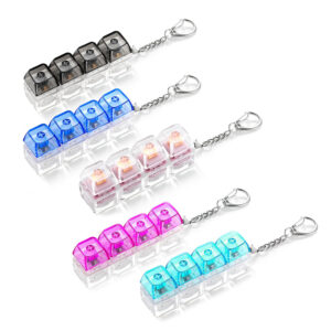 Bingo Squishy Keyboard Clickers transparent 4 lines One Color Key Chain with Multi-Color Lights (One Random Piece)